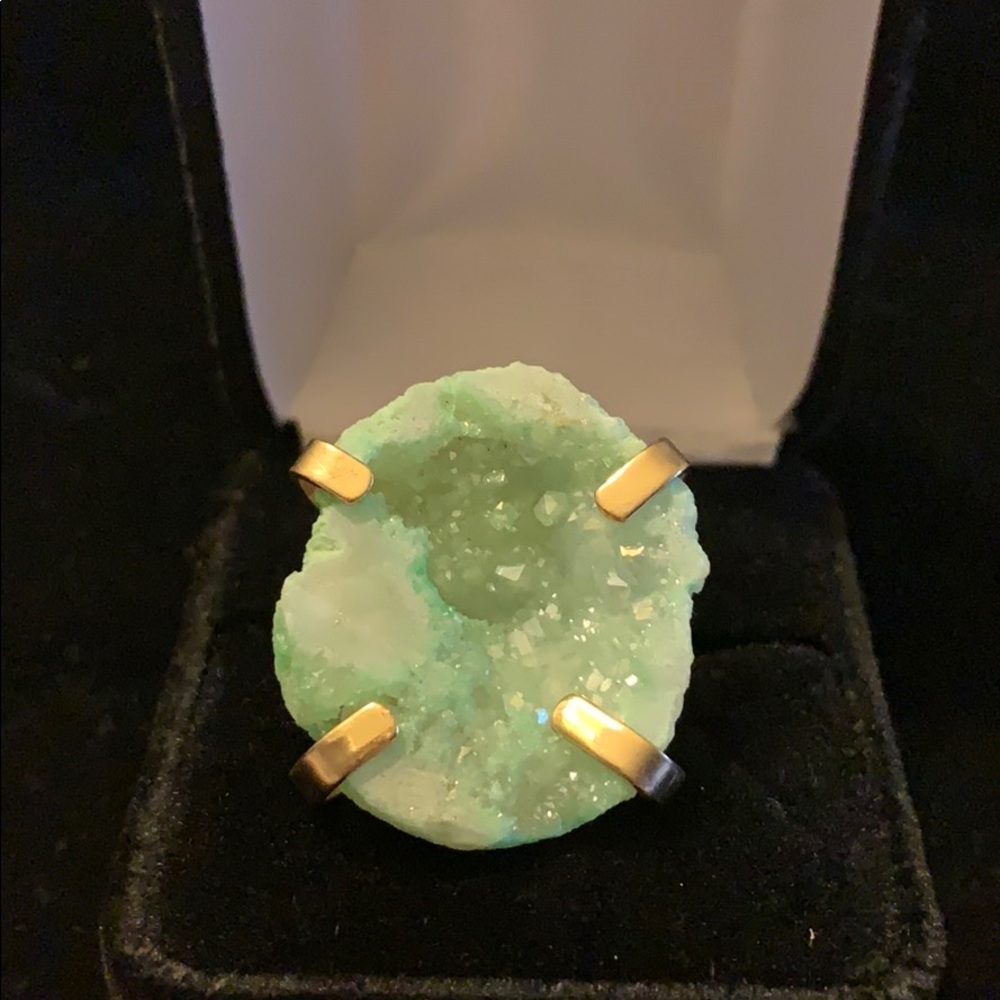 New Mint Green Druzy Ring w/ adjustable gold band